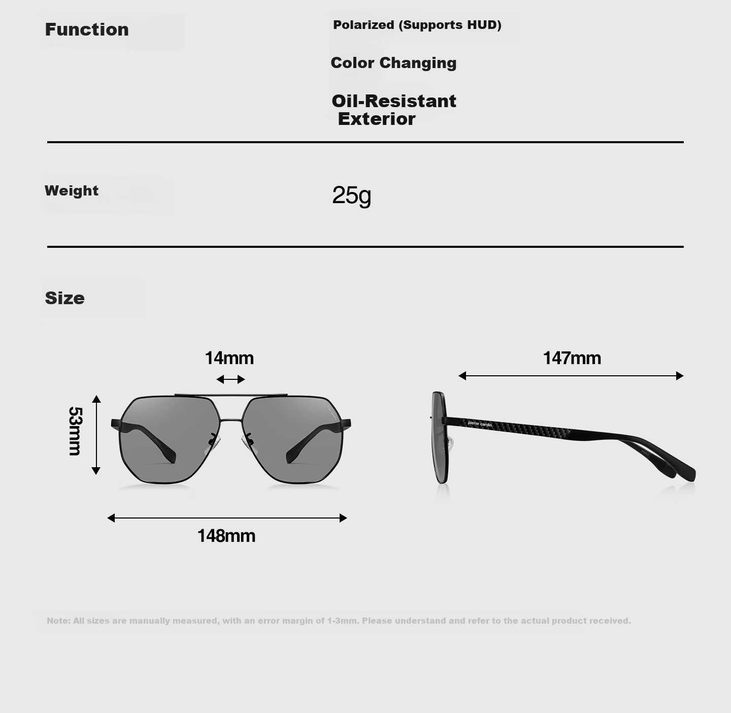 Pierre Cardin French Carbon Fiber Polarized Sunglasses Men Photochromic Day Night Driving Glasses New Model 26