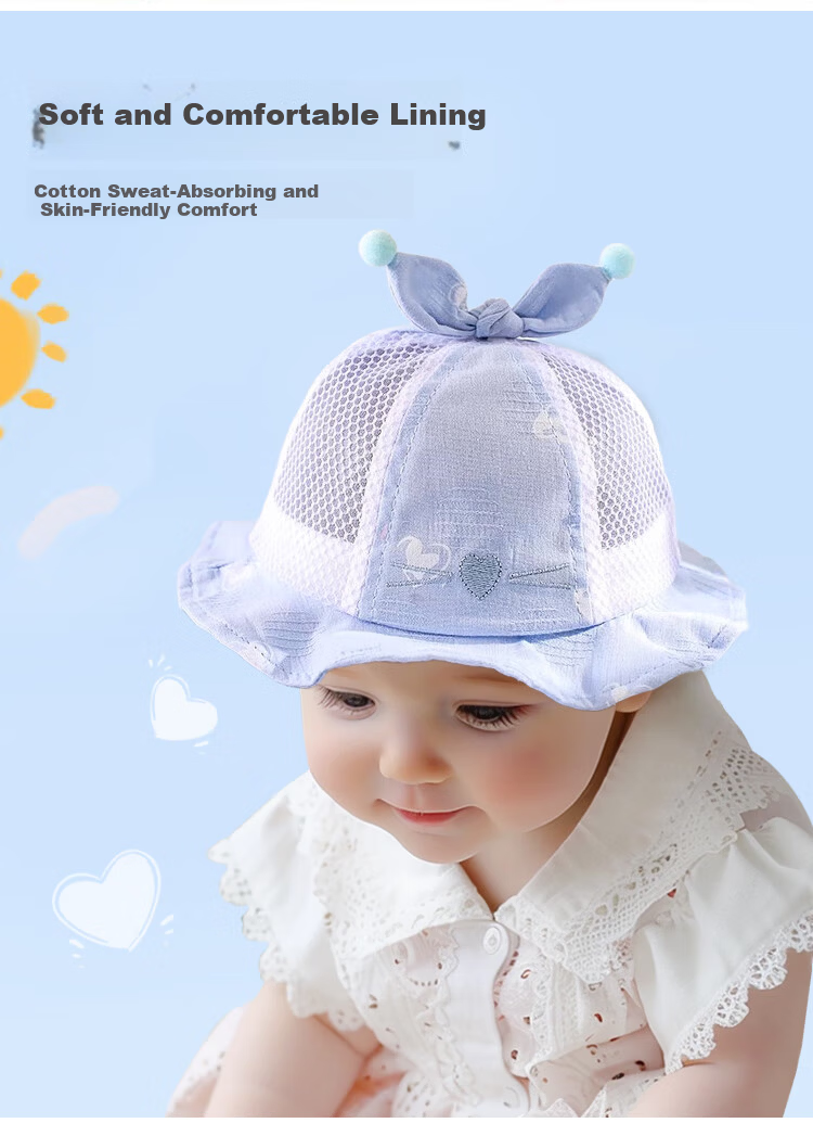 9i9 Baby Hat Summer Thin Breathable Sunshade Baby Bucket Hat Children's Fisherman Hat Sun Hat F31 Pink 0-2 Years 5