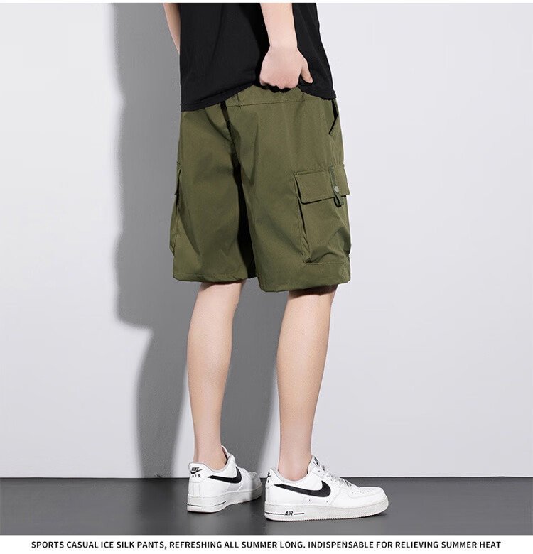 GLM Men's Summer Casual Cargo Shorts Loose Fit Trendy Five-Point Pants 20