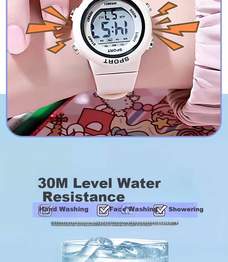 YAJIA Digital Watch Waterproof Multifunctional Sports Student Watch for Kids Teens Fashion Ins Style 7