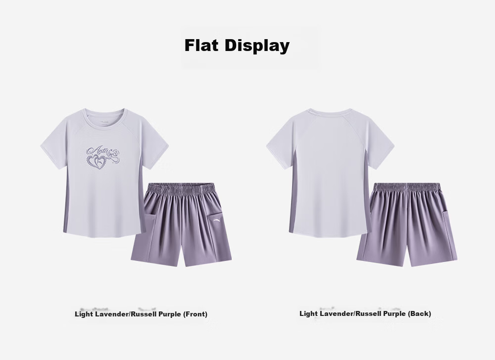 ANTA Kids Girls Summer 2026 Breathable Quick-Dry Short Sleeve T-Shirt and Shorts Sports Two-Piece Set A62627701 15
