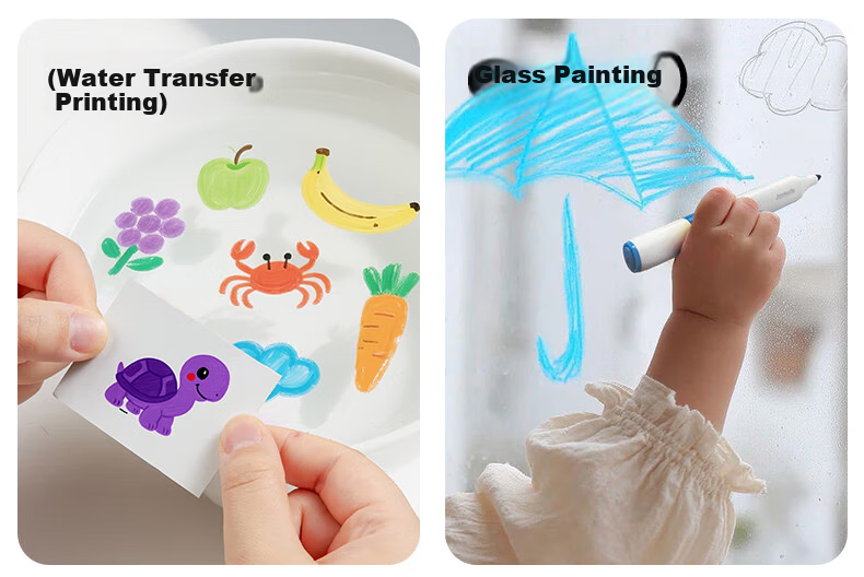 Melo Childhood Kids Double-Ended Erasable Water-Based Whiteboard Markers 12 Colors Educational Drawing Pens for Kindergarten Students Home Doodling 15