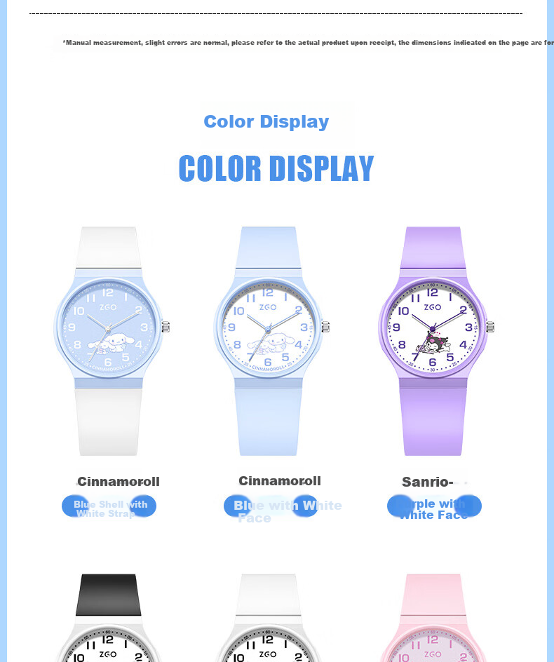 ZGO Kids Watch Time-Only Sanrio Waterproof Junior High School Girls Elementary School Students Watch Children's Day Gift 18