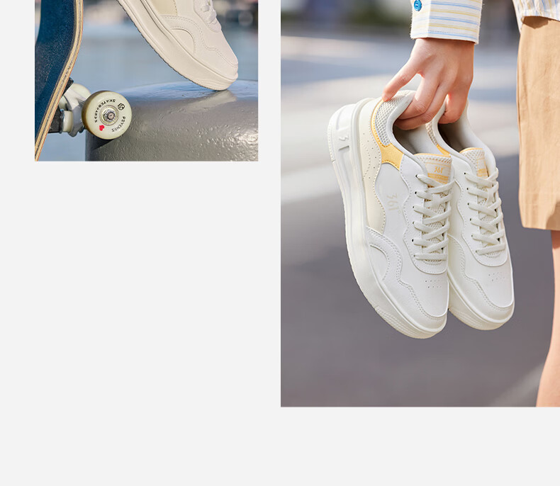 361° Women's Sports Shoes Summer Thin White Shoes Thick Sole Casual Sneakers 682616604F-3 21