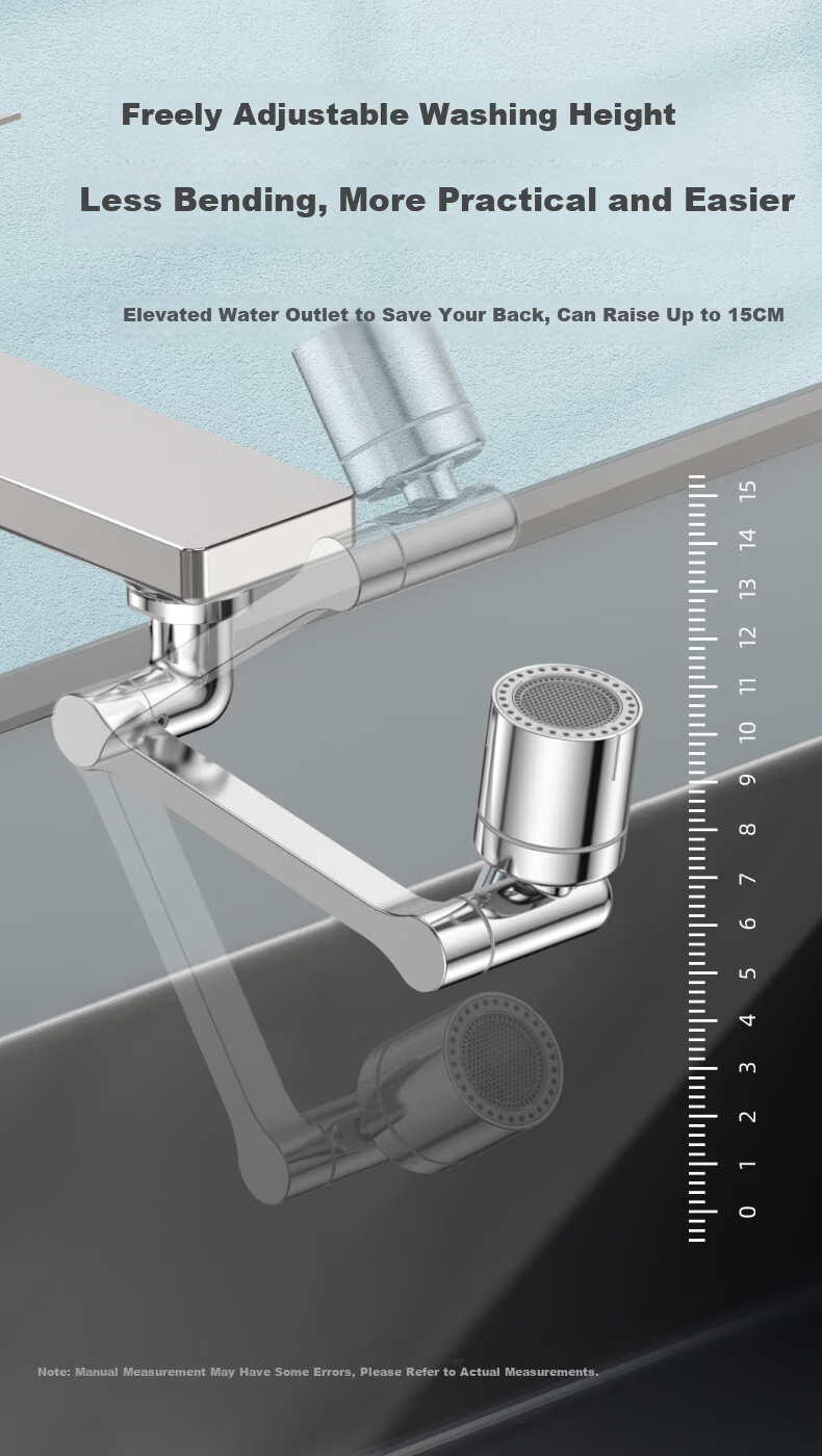 ARROW Mechanical Arm Faucet Aerator Universal Rotation Four Water Outlet Modes Extender Splash-Proof Head AE59130CP 4