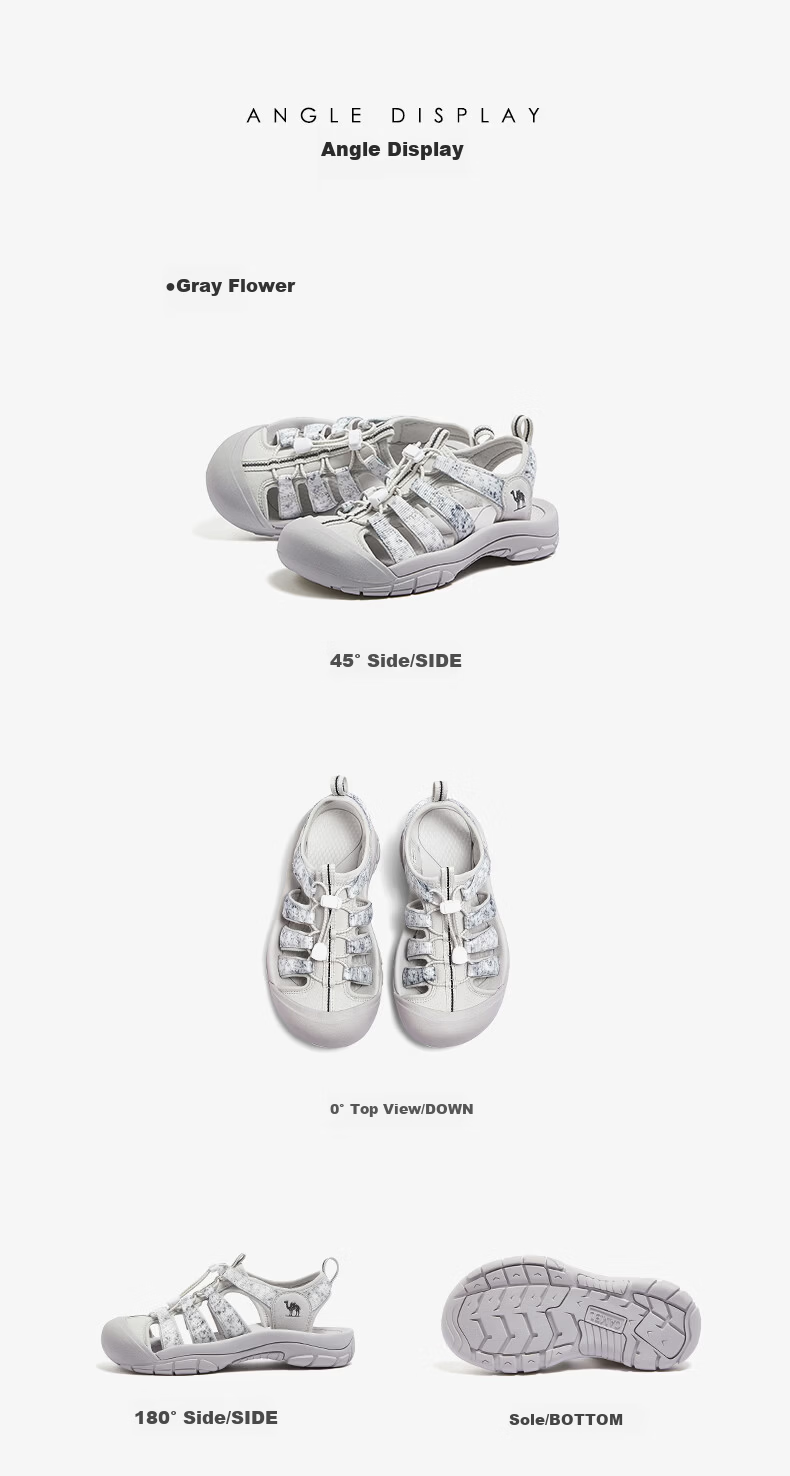 CAMEL Haibei Cute Hollow Outdoor Beach Sandals Men L16M162001 Silver Gray (Men's) Size 39 25