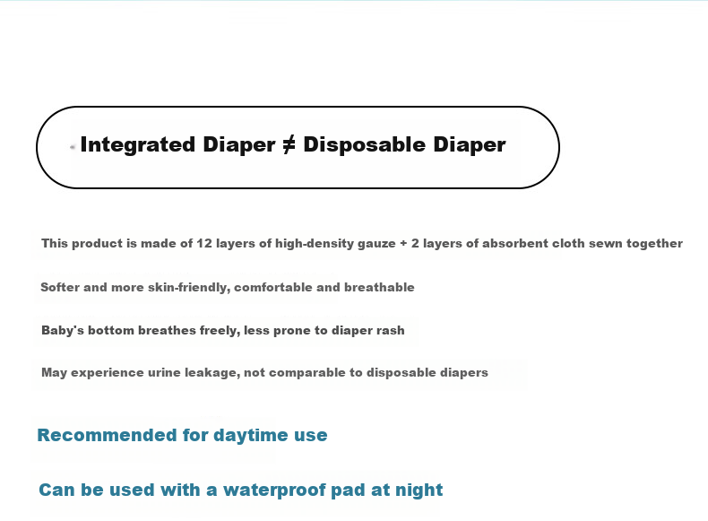 OUYUN Baby Gauze Diapers Washable Pure Cotton Toilet Training Diapers Mustard Seed White M 5-Pack 14