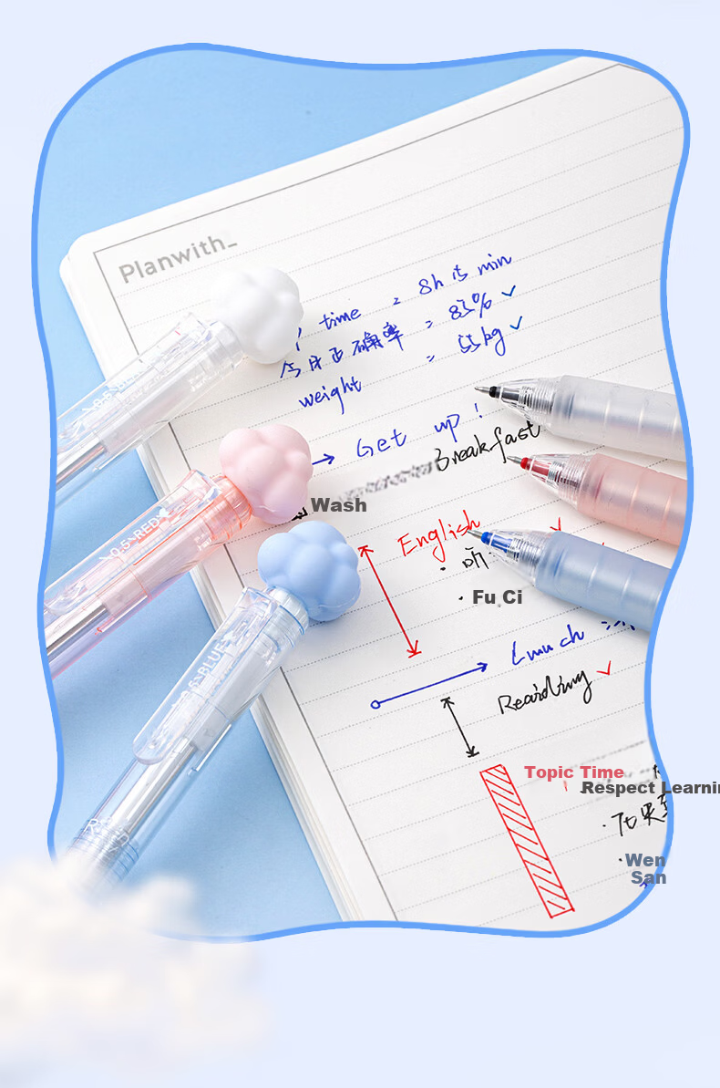 AIHAO Electroplated Cloud Click Gel Pen 0.5mm Quick-Dry Water-Based Student Stress-Relief Study Pen High-Value 3 Black Pens DGP2720B 11