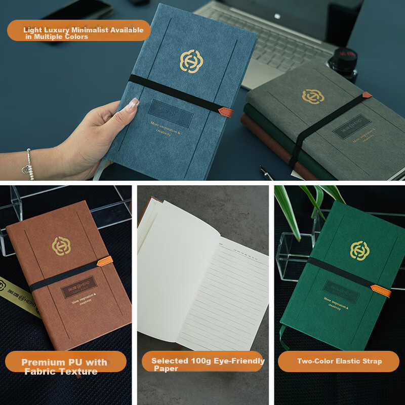 HERO A5 Business Notebook Thickened Hard Cover Soft Leather Simple High-End Gift Meeting Portable Office Stationery Lined Tearable Diary Journal Binder