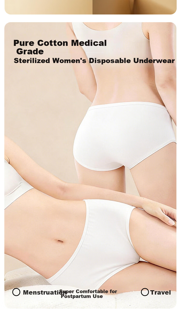 Yuanzimian Disposable Women's Underwear Travel Pack Breathable Sweat-Absorbent Wash-Free Direct Wear Lyocell Material Portable XXL 2