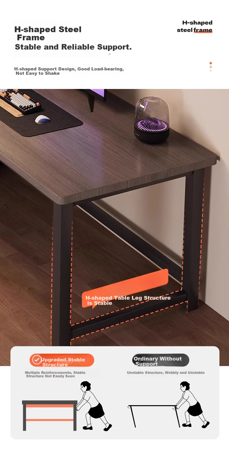 OLENOUFENG Computer Desk Gaming Desk Simple Study Desk Home Office Writing Desk Single Student Desk Long Table 4