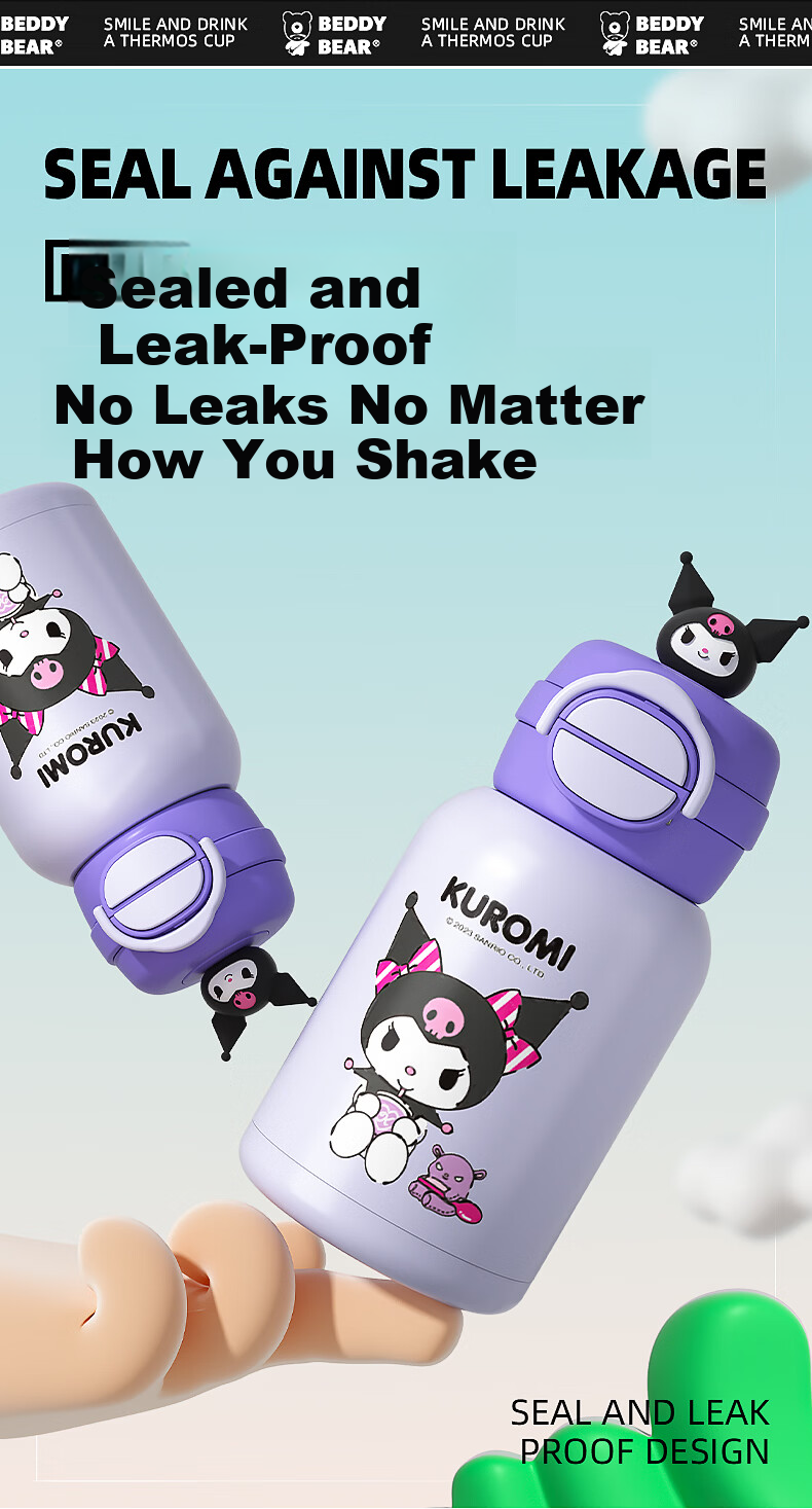 BEDDYBEAR Blooming Dual-Use Children's Insulated Straw Water Bottle for Girls Large Capacity Student Cup 520ml Study KT 9
