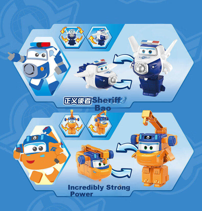 AULDEY Super Wings 13-Piece Interstellar Guardian Transforming Robot Toy Gift Set for Kids 11
