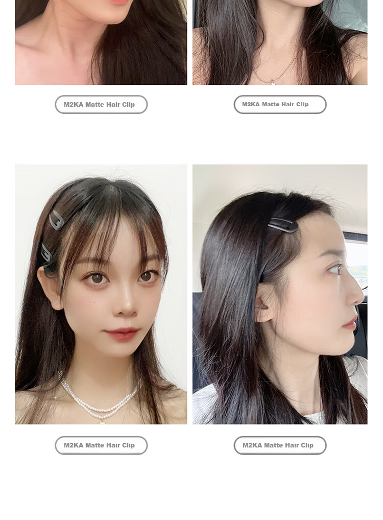 M2KA Matte Hair Clips for Women New High-End Large Size BB Clips for Thick Hair Side Bang Clips Black 5 Pieces 3