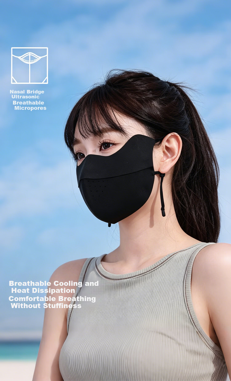 JD Jingzao Unisex Sunscreen Mask UV Protection Breathable Cycling Ice Silk Cooling Full Face Sun Protection Mask Black 3