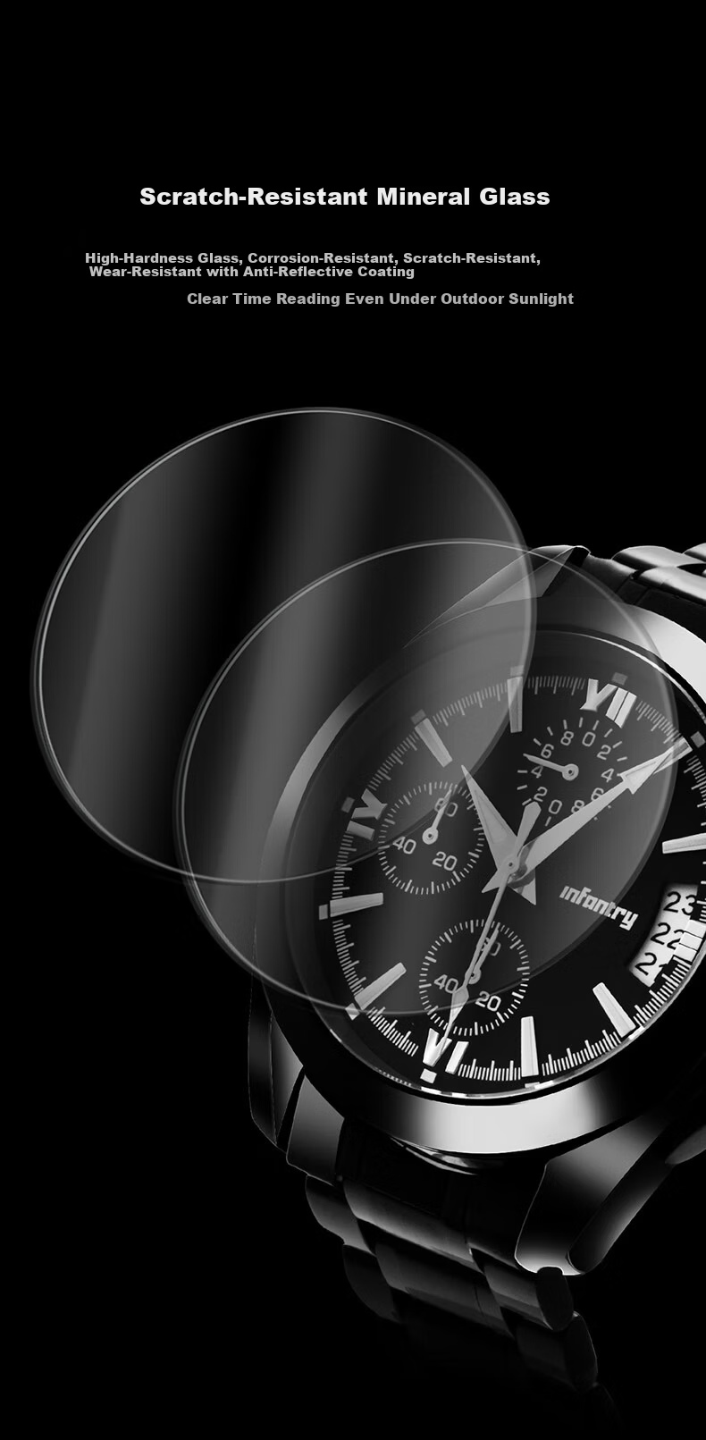 INFANTRY Eagle Black Knight Men's Fashion Waterproof Steel Band Business Quartz Watch Birthday Gift for Boyfriend 8