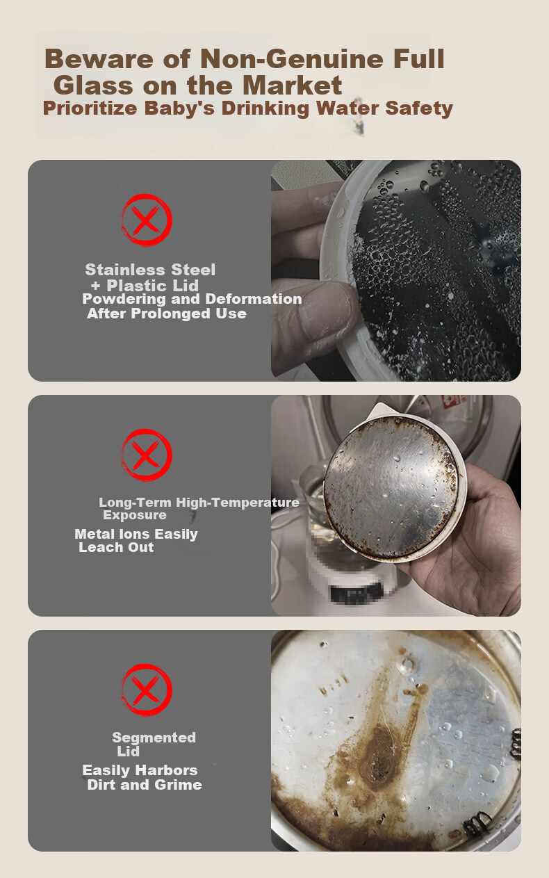 HeWu Full Glass Temperature-Controlled Kettle Baby Thermostat Kettle Milk Warmer Baby Formula Warmer Electric Hot Water Kettle 2
