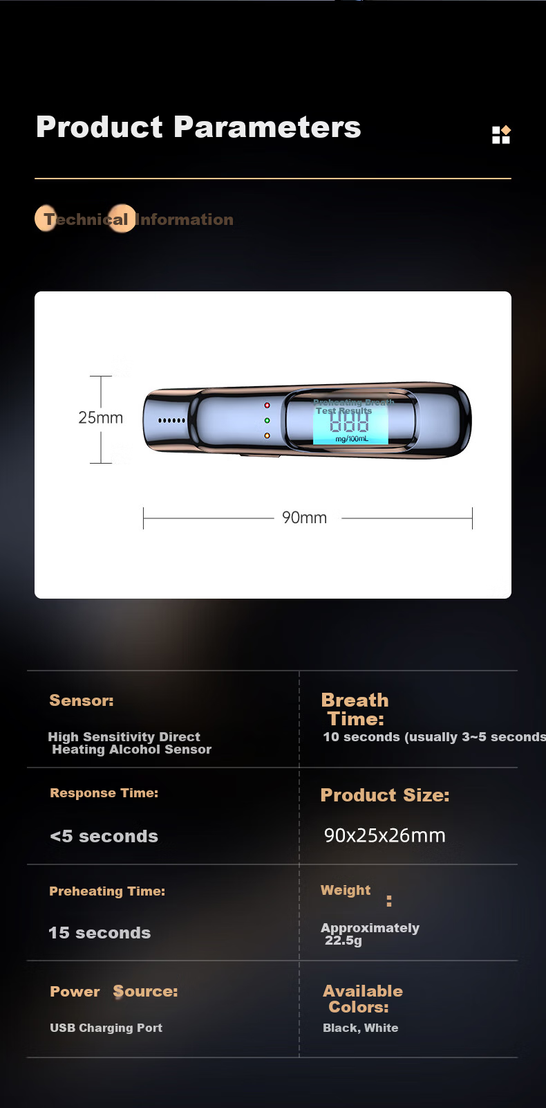 Jingbaodun Alcohol Tester Portable Breathalyzer High Precision Mini Alcohol Detector for Travel 11
