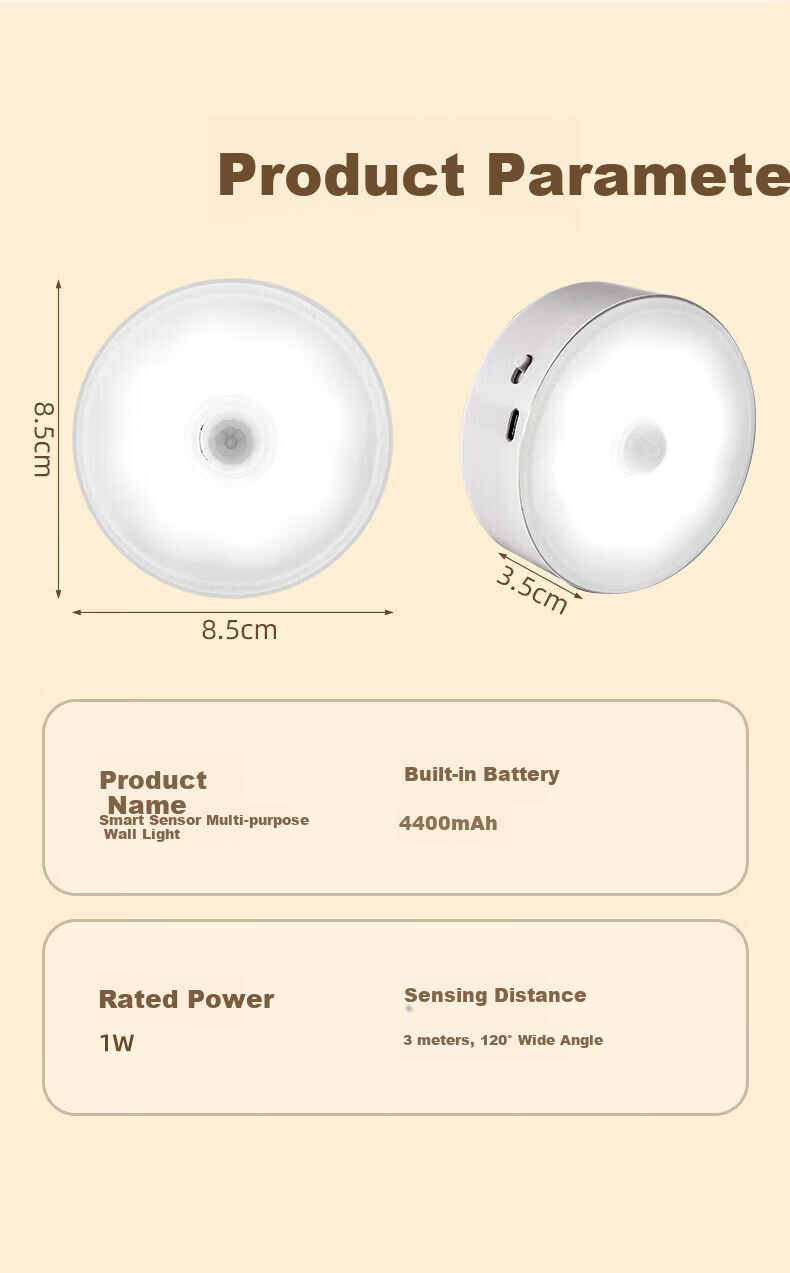 Xinlanya She Human Sensor Night Light Bedroom Night Lamp Motion Activated Elderly Bedside Lamp Rechargeable Long Battery Life 7