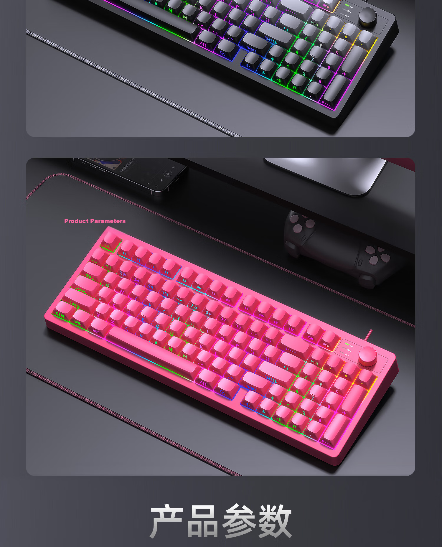 AOC K120 Wired Mechanical Feel Keyboard Gaming Office Keyboard 98-Key Layout Backlit Desktop Laptop Keyboard Dusty Gray Side-Printed 13