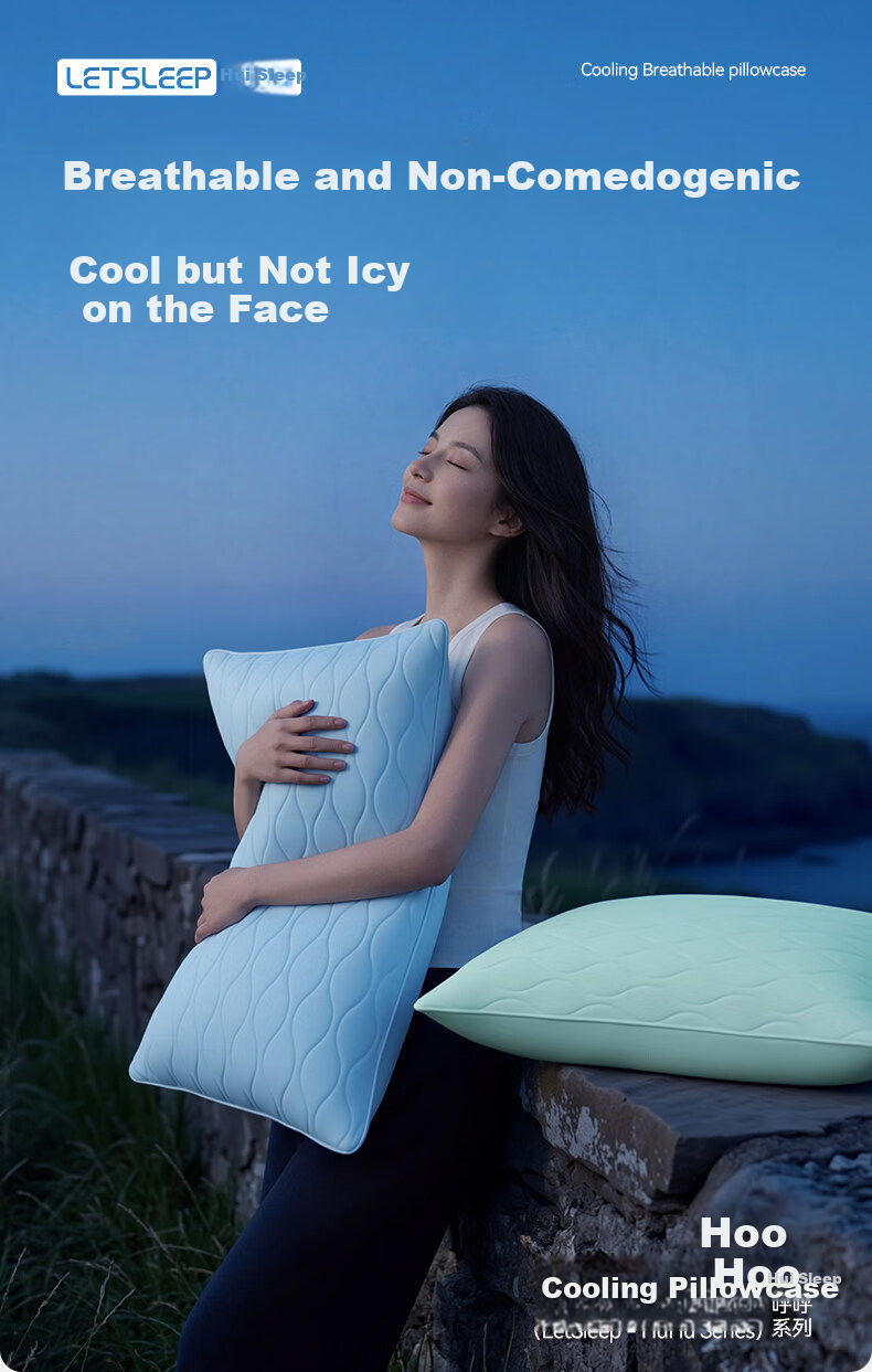 Huishui Huhu Cooling Pillowcase A-Class Antibacterial Mite-Resistant Summer Pair 48*74cm Ice Silk Breathable Solid Color Pillowcases 1