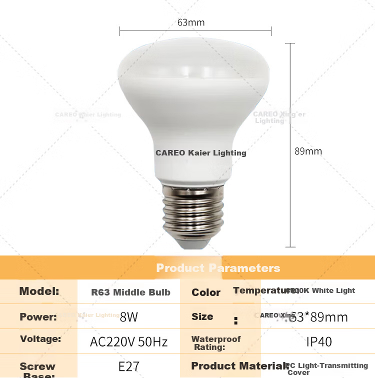 CARE LED Bulb E27 Screw Base Medium Light Bulb for Bathroom Heater Light Source 8W Cool White 1 Pack 6