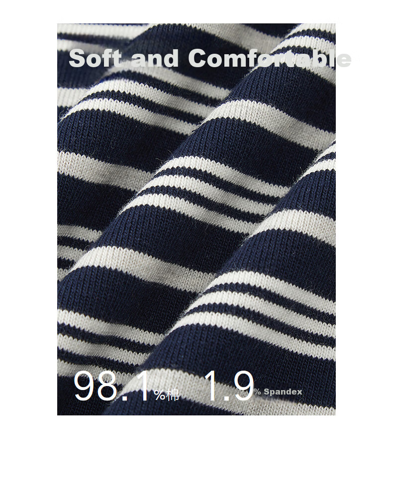 Gxgjeans Men's Striped Loose Casual Crew Neck Long Sleeve T-Shirt 26 Spring New Navy White Stripes L (175) 2