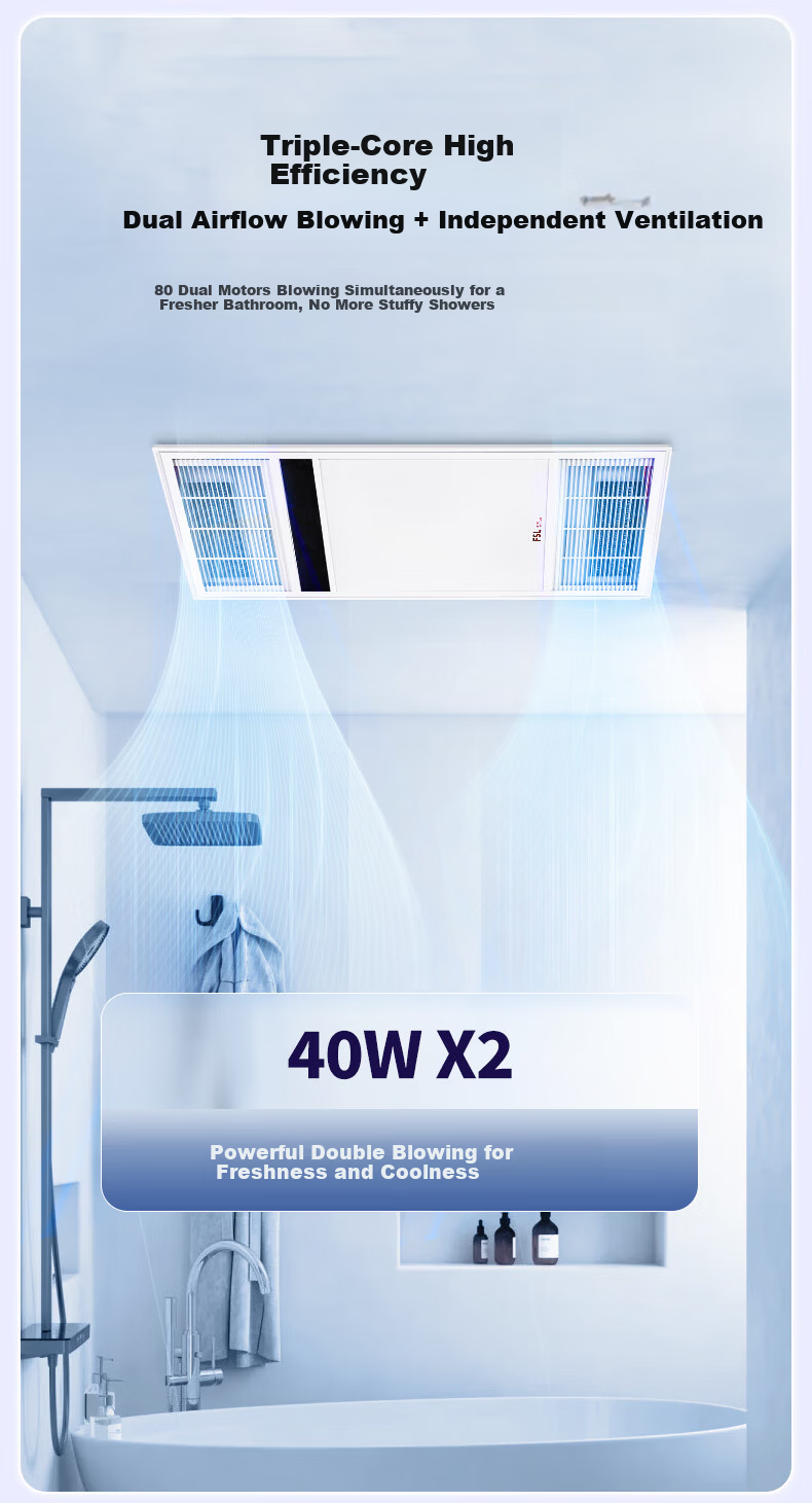 Foshan Lighting Warm Air Bathroom Heater Integrated Warm Air Lighting Exhaust Fan F28 9