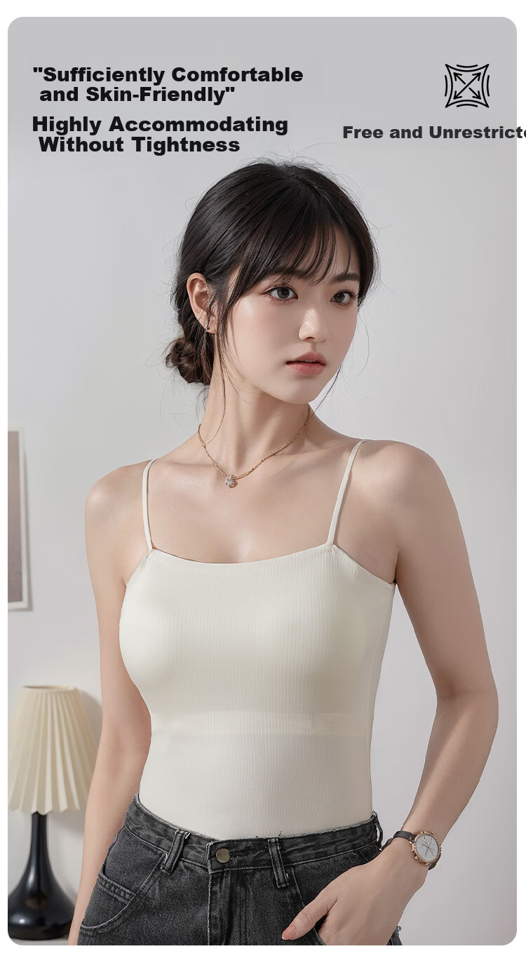 Tingmei Women's One-Piece Camisole Vest with Built-in Bra Pads, Bra-Free Wear, Beautiful Back, Innerwear and Outerwear Base Layer 5