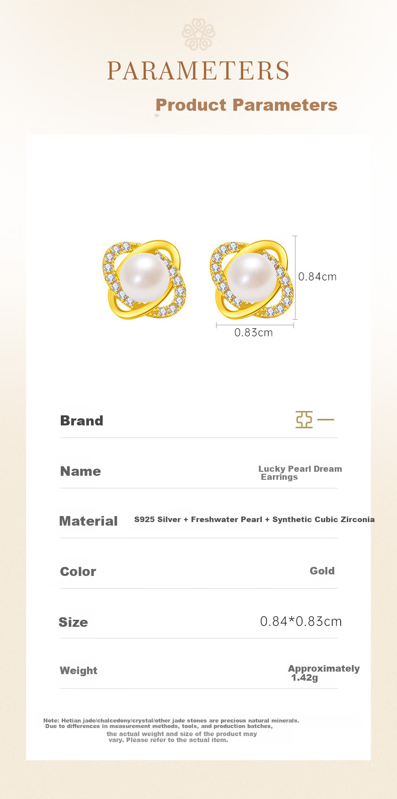 Ya Yi [Lao Miao Gold] Pearl Silver Ear Studs Women's Birthday Anniversary Gift for Girlfriend Wife 10