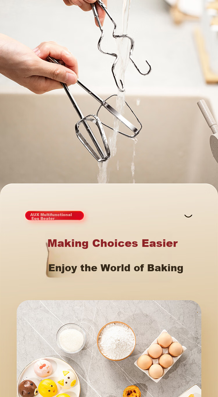 AUX Electric Hand Mixer High Power Mini Handheld Automatic Egg Beater Whisk Cream and Egg White Multifunctional Blender AUX-S11 10