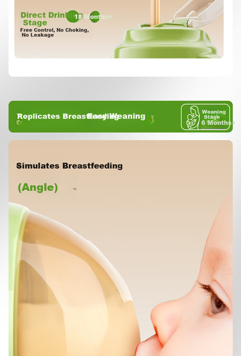 Qikibao Baby Growth PPSU Feeding Bottle Set 240ml Straw Direct Drinking for 6+ Months Imitation Breast Milk Children's Festival Gift 3