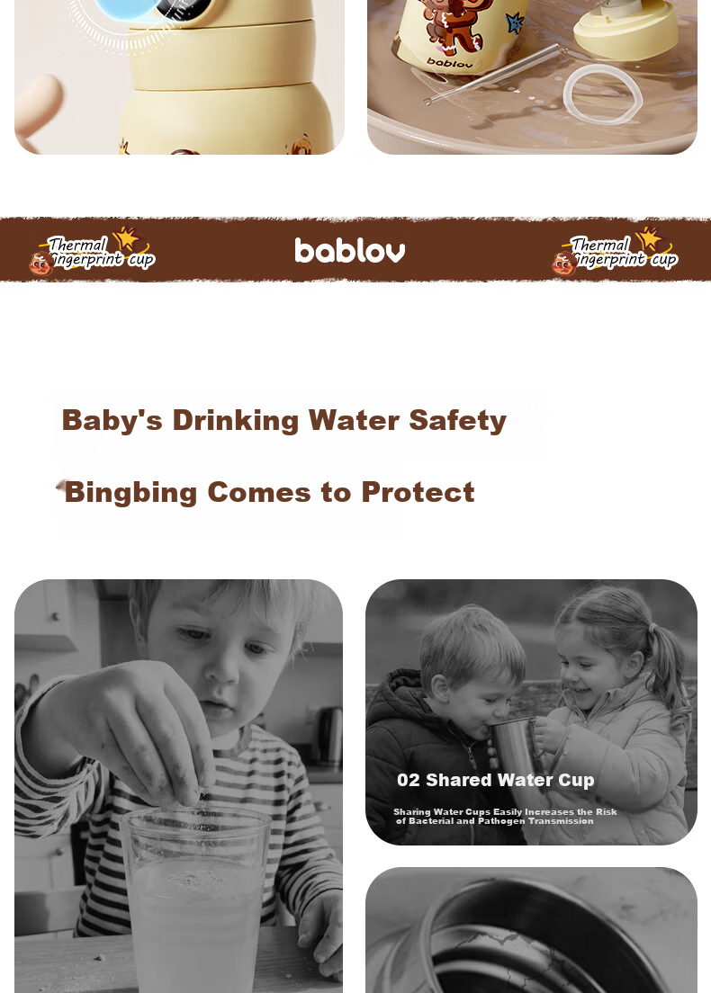 BABLOV Fingerprint Insulated Straw Water Bottle Smart Kids School Cup Boys Girls New Children's Day Edition 3