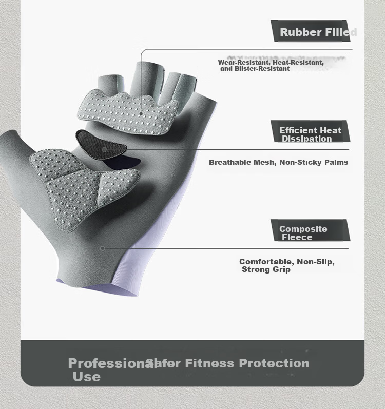 MIZUNO Fitness Gloves Unisex Half Finger Cycling Training Pull-Up Weightlifting Anti-Slip B593 Purple Large Size 2