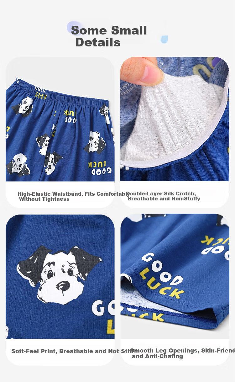 Jiusuiban Kids Sleep Pants Boys Shorts Silk Crotch Cartoon Arrow Pants Big Kids 7A Antibacterial Cotton Home Underwear 2-in-1 9