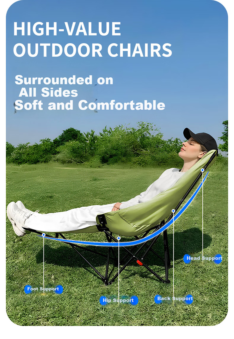 Hakkai Bird Folding Chair Outdoor Recliner Nap Moon Chair Office Lazy Nap Portable Beach Camping 2