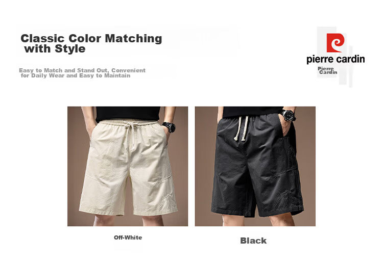 Pierre Cardin Men's Shorts, Summer Father's Day Gift, Loose Cargo Pants, Pure Cotton Breathable Five-Point Shorts for Men, Off-White, XL 6
