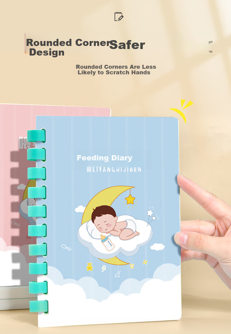 Dr. Dolly A5 Feeding Record Book Boy Baby Nursing Diary Infant Breastfeeding Log Newborn Growth Manual Milk Intake Notebook Soft Spiral 50 Sheets 8
