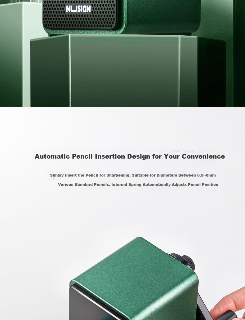 NUSIGN 5-Speed Automatic Pencil Sharpener Hand-Crank Pencil Sharpener Green NS077【Popular Product】High-End Brand under Deli 1