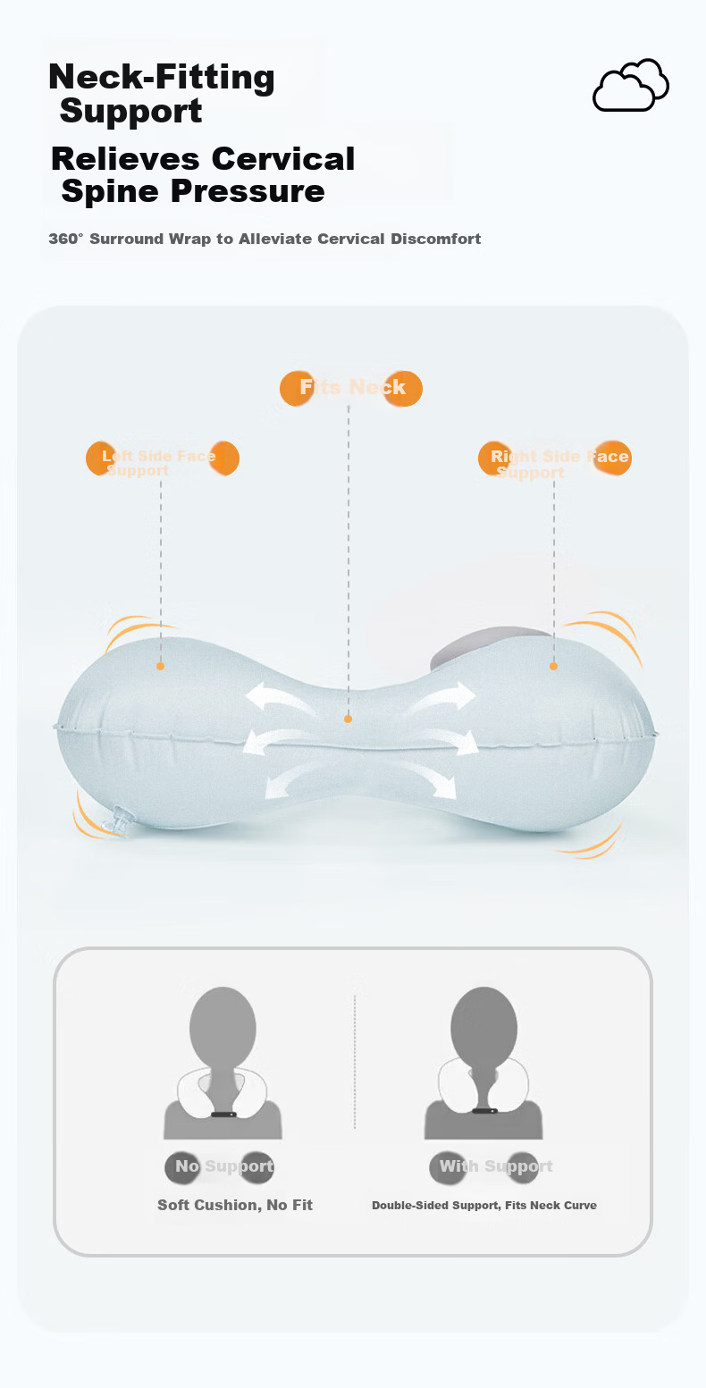 Nanjiren Inflatable U-Shaped Travel Neck Pillow Portable Headrest for Airplane High-Speed Train and Train 5