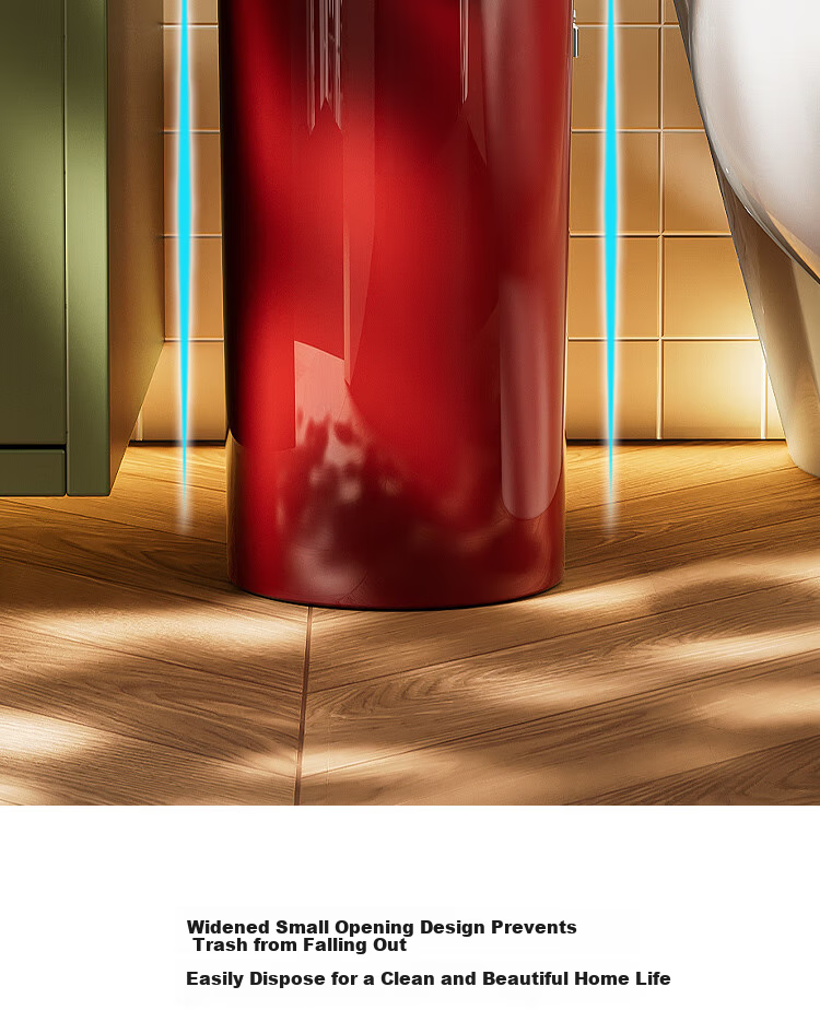 Noshi Bathroom Trash Can with Lid, Narrow Gap High-Value Large Capacity Waste Bin for Toilet, Living Room, Kitchen - Red 5