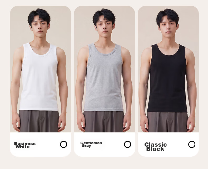 FIRS Men’s Vest [2-Pack Pure Cotton] Seamless Round Neck Antibacterial Sports Sleeveless Undershirt 16