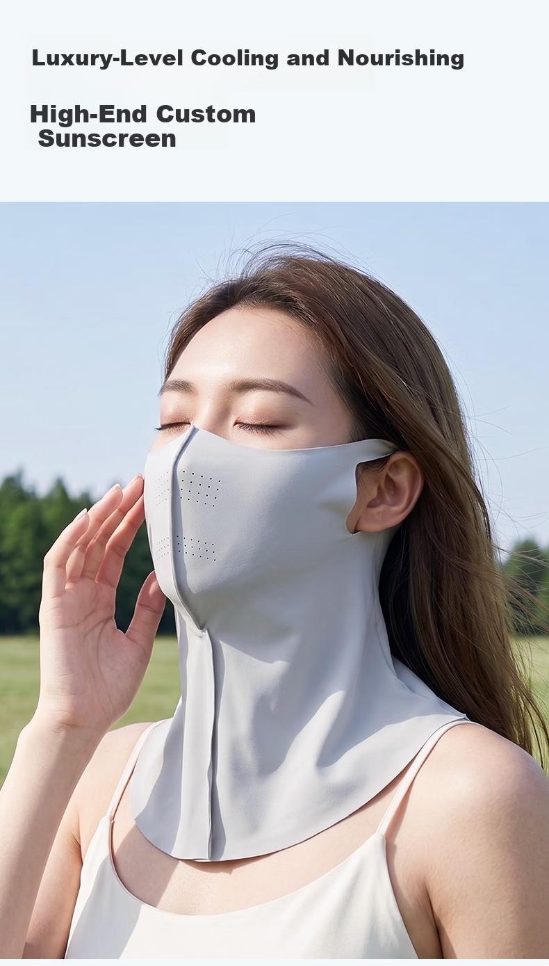 Meilicheng Women's Sunscreen Mask UV Protection Face Cover High-Value Lightweight Cooling Facekini Face Shaping KZ03 Black 7