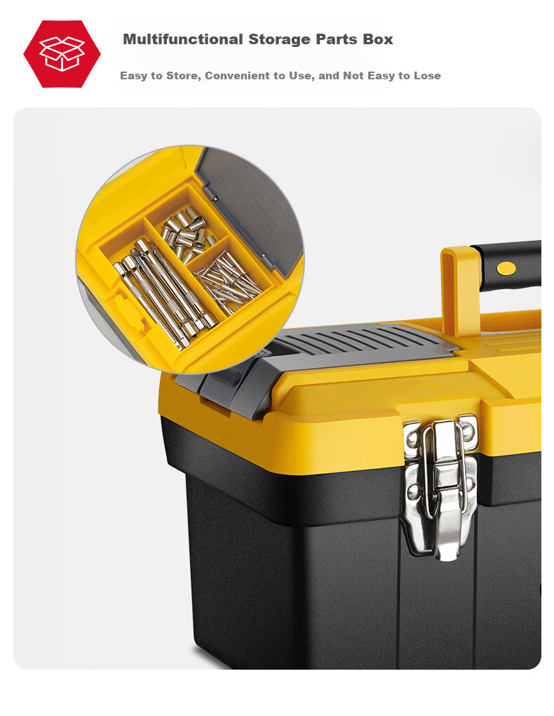 Delixi Precision Tool Box Storage Case Large Industrial Grade Portable Multi-Functional Repair Electrician Toolbox for Home and Vehicle 4