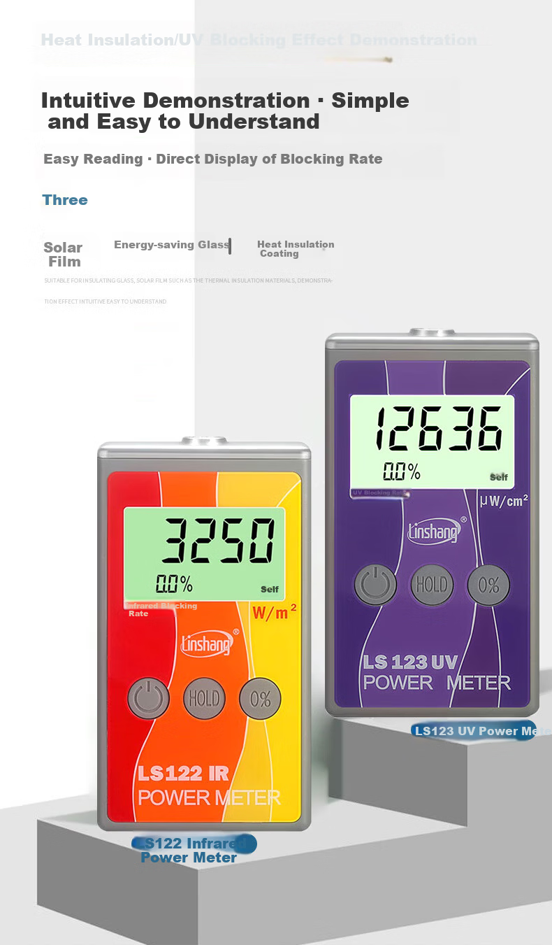Linshang LS123 UV Power Meter Solar Film Sunscreen Clothing UV Blocking Effect Tester Radiometer 1