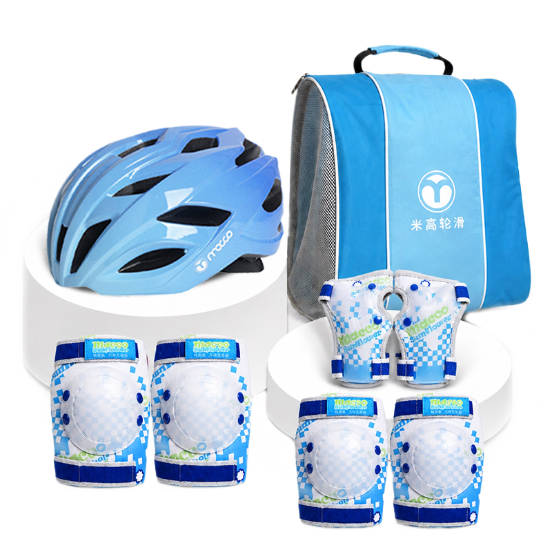 Mico Roller Skating Protective Gear Kids Bicycle Inline Skates Scooter Riding Helmet Protective Gear Set Blue Large Size