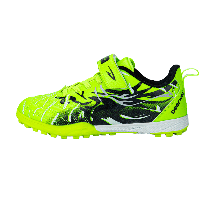 DEERWAY Kids Soccer Shoes TF Turf Cleats for Boys Ages 6-12, Youth Training and Match Football Shoes, Fluorescent Green, Size 32