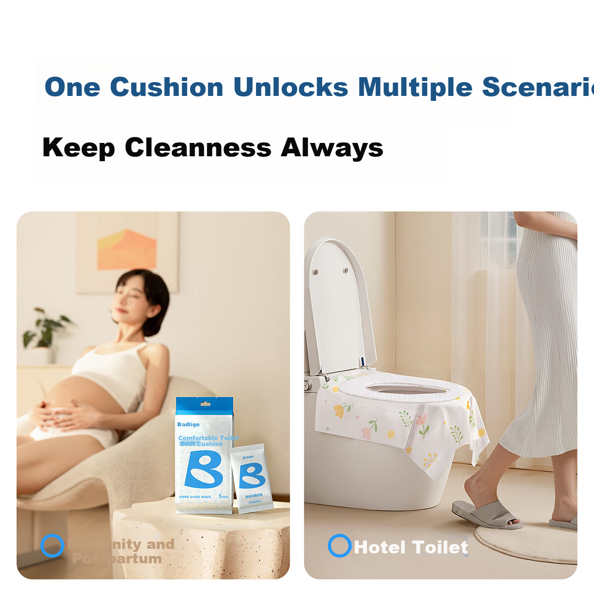 Buddygo Disposable Toilet Seat Covers Individually Packaged Travel Thickened Portable Waterproof Maternity Hotel Toilet Seat Pads 20