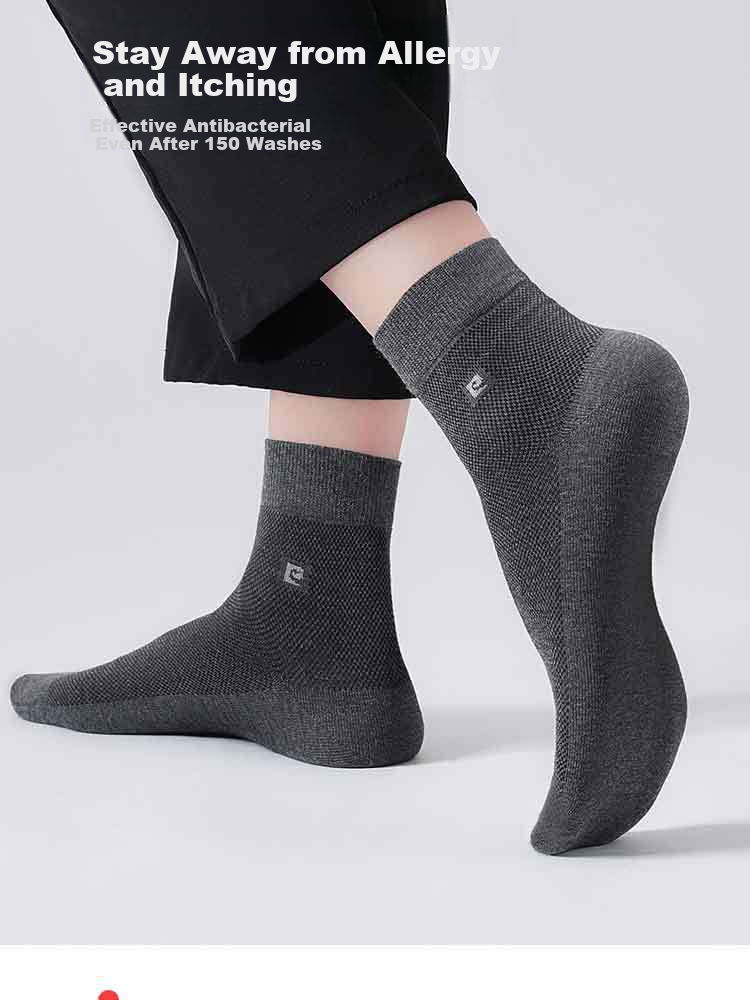 Pierre Cardin Men's Socks 100% Cotton Business Mid-Calf Breathable Sweat-Absorbing Non-Binding Socks Four Seasons 7 Pairs Pack 10