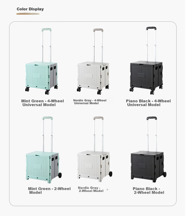 Younai Folding Shopping Cart Portable Small Trolley Hand-pulled Rod Cart Household Year of the Horse Zodiac 4 Wheels 4
